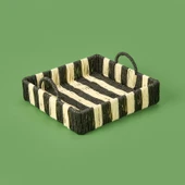Deco Acerra Dekoratif Tepsi - Siyah / Krem - 22x22x5 cm - 1