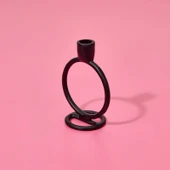 Circle Şamdan - Siyah - 11,5x7,5x15 cm - 3
