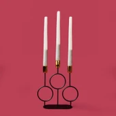 Deco Cerchio Şamdan - Siyah / Gold - 26 cm - 2