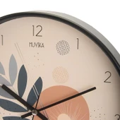 Yapraklar Camlı Duvar Saati - Renkli - 30 cm - 3