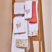 Soft Granny Summer Çiçek Nakışlı El Havlusu - Ekru - 30x50 cm - 2