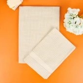 Soft Waffle 2'li Havlu Seti - Açık Bej - 60x110 cm + 40x60 cm - 1