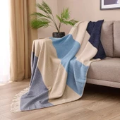 Soft Carta Jakarlı Skoç Tv Battaniyesi - Mavi / Beyaz - 130x170 cm - 1