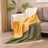 Soft Carta Jakarlı Skoç Tv Battaniyesi - Yeşil / Hardal - 130x170 cm - 1