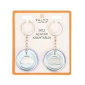 Tasarım Işıltılı Hayat 2'li Metal Anahtarlık Seti - Renkli - 10 cm - 2