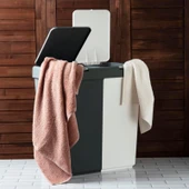 Duo Laundry Çamaşır Sepeti - Antrasit / Beyaz - 80 lt - 1