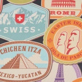 Mektup Pulu Baskılı Orta Boy Valiz Kılıfı - Renkli - 64x45x26 cm - 2