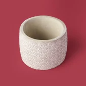 Işık Desen Beton Saksı - Bej - 10x13 cm - 3