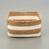 Living Boho Style Kağıt İp Sepet - Bej / Beyaz - 22x22x12 cm - 2