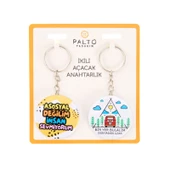 Tasarım Bir Yer Bulalım 2'li Metal Anahtarlık Seti - Renkli - 10 cm - 1