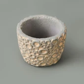 Halka Desenli Beton Saksı - Krem - 7x9 cm - 3