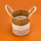 Living Boho Style Büyük Örgü Sepet - Renkli - 25x25 cm - 3