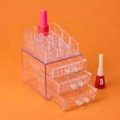 Living Diamond 3 Çekmeceli Takı ve Makyaj Organizeri - Şeffaf - 15x13x18 cm - 2