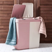 Duo Laundry Çamaşır Sepeti - Pembe / Beyaz - 80 lt - 1