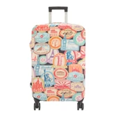 Mektup Pulu Baskılı Orta Boy Valiz Kılıfı - Renkli - 64x45x26 cm - 1