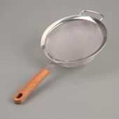 Ahşap Saplı Süzgeç - Gri / Kahverengi - 19 cm - 1