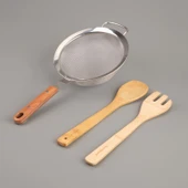Ahşap Saplı Süzgeç - Gri / Kahverengi - 19 cm - 2