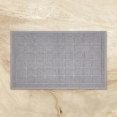 Soft Kare Desen 2'li Banyo Paspası - Gri - 60x100 cm + 50x60 cm - 2