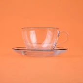 Pure Siyah Rimli 2'li Çay Fincanı Seti - Şeffaf / Siyah - 240 ml - 3
