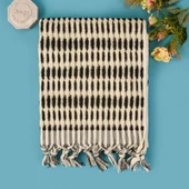 Soft Greta Yüz Havlusu - Ekru / Siyah - 50x90 cm - 1