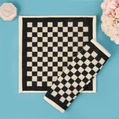Soft Elena 2'li Havlu Seti - Ekru / Siyah - 30x30 cm - 1