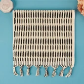 Soft Greta El Havlusu - Ekru / Siyah - 30x50 cm - 1