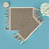 Soft Helga 2'li Havlu Seti - Ekru / Siyah - 30x30 cm - 1