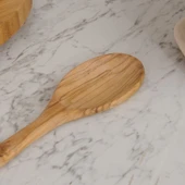 Zeytin Ağacı Geniş Servis Kaşığı - Açık Kahverengi - 30 cm - 2