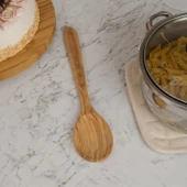 Zeytin Ağacı Geniş Servis Kaşığı - Açık Kahverengi - 30 cm - 1