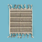 Soft Greta 2'li Havlu Seti - Ekru / Siyah - 30x30 cm - 2