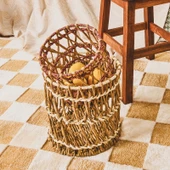 Living Granny Summer Büyük Silindir Dekoratif Sepet - Bej - 25x25 cm - 1