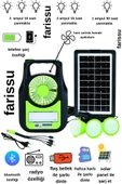 Taşınabilir Güneş Enerjili Aydınlatma Sistemi – Solar Panel, USB Şarj, Fan, Bluetooth, Radyo, 3 Ampullü Kamp Feneri - 1