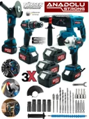 Anadolu Strong TR-1453 4'Lü Set Şarjlı Kömürsüz Motor Matkap Vidalama Kırıcı Delici Hilti Taşlama - 1