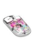 Everest SM-BT89 OPAL Şarj Edilebilir Sessiz Beyaz Transparan RGB 2in1 2BT ve 2.4GHz Kablosuz Mouse - 1