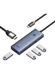 Baseus Ultra Joy 5 in 1 Multifonksiyonal Type-C Hub Dock Station - Uzay Gri - 1