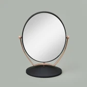 Yuvarlak Çift Taraflı 3X Yakınlaştırmalı Ayna - Siyah / Rose Gold - 15x19 cm - 3