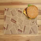 50'li Vintage Gazete Desenli Sunum Kağıdı - Kahverengi - 28x38 cm thumbnail 1