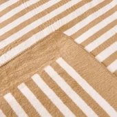 Soft Line Pamuklu Çift Kişilik Battaniye - Bej / Beyaz- 200x220 cm - 2