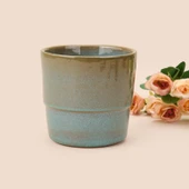 PROFESSIONAL London Reaktif Seramik Saksı - Yeşil - 11,5x12,5 cm - 2