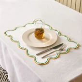 Soft Nonna Amerikan Servis - Hardal / Yeşil - 30x50 cm - 2