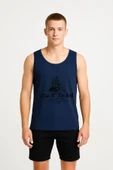 Erkek Kaptan Baskılı %100 Pamuk Kolsuz T-shirt - 1