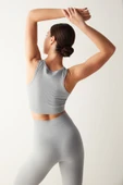 Penti Gri Halter Yaka Seamless Crop Top - 4