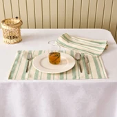 Soft Alno 2'li Amerikan Servis - Ekru / Yeşil - 30x50 cm - 1