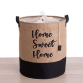 Home Altı Deri Jüt Kumaş Çamaşır Sepeti - 2