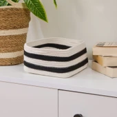 Living Elegant Curves Dekoratif Sepet - Siyah / Beyaz - 20x20x10 cm - 1