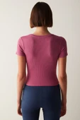 Penti Koyu Pembe Bisiklet Yaka Slim Fit Tişört - 6