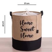 Home Altı Deri Jüt Kumaş Çamaşır Sepeti - 3