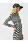 Koton Crop Tişört Dik Yaka Büzgülü - 1