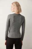 Penti Dark Grey Melange Fitted Long Sleeve Üst - 5