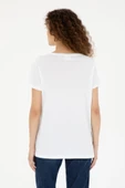 U.S. Polo Assn. Kadın Beyaz Bisiklet Yaka Tişört 50294748-vr013 - 5